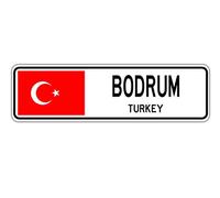 Biopracess Bodrum Turkey Street Sign Turk Flag City Country Road Wall Gift Street Sign 4x16 inches