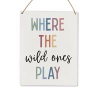 Biopracess Boho Where The Wild Ones Play, Boho Neutral Wall Decor Metal Sign Retro Vintage Tin Sign Metal Poster Wall Art Decor 8x12 Inches