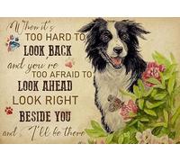 Biopracess Border Collie When It'S Too Hard To Look Back Farmhouse Gifts For Dog Lovers Metal Sign Retro Vintage Tin Sign Metal Poster Wall Art Decor 8x12 Inches