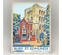 Biopracess Bury St Edmunds Railway Poster Metal Sign Vintage Rail Travel British Metal Sign 8x12 inches