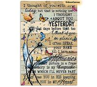 Biopracess Butterflies I Thought Of You With Love Today Vintage Style Memorials Metal Sign Art Tin Metal Poster Gift 8x12 inch