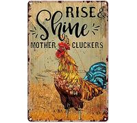 Biopracess Chicken For Kitchen Chicken Rise & Shine Mother Cluckers Metal Sign Retro Vintage Tin Sign Metal Poster Wall Art Decor 8x12 Inches