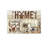 Biopracess Cow Home Is Where The Herd Is Metal Sign Art Tin Metal Poster Gift 8x12 inch