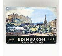 Biopracess EDINBURGH LNER LMS RAILWAY POSTER METAL SIGN BRITISH RAIL TRAVEL TRAIN VINTAGE METAL TIN SIGN 8x12 inches