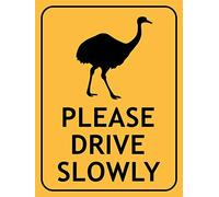 Biopracess Emu Please Drive Slowly Sign Caution Metal Sign Retro Vintage Tin Sign Metal Poster Wall Art Decor 8x12 Inches