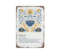 Biopracess Fika Definition Metal Wall Art, Metal Signs For Decor Vintage Metal Sign Retro Vintage Tin Sign Metal Poster Wall Art Decor 8x12 Inches