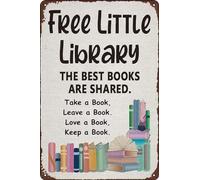 Biopracess Free Little Library Decor Aluminium Plaque Metal Sign Retro Vintage Tin Sign Metal Poster Wall Art Decor 8x12 Inches