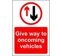 Biopracess Give Way To Oncoming Vehicles Safety Sign For Outdoor & Indoor Tin Warning Sign 8x12 Inches