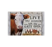 Biopracess Hereford Cattle Live Like Someone Left Gate Open Anniversary Birthday Christmas Home Poster For Home Cafe Bar Garage Metal Sign 8x12 Inches