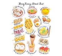 Biopracess Hong Kong Street Food Fine Art Print Food Poster Kitchen Wall Artv Kitchen Decor Gift For Foodies Gift For A Foodie Metal Sign 8x12 inch