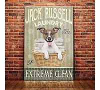 Biopracess Jack Russell Dog Jack Russell Laundry Extreme Clean Restaurant Metal Sign Retro Vintage Tin Sign Metal Poster Wall Art Decor 8x12 Inches