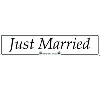 Biopracess Just Married Personlised Novelty Wedding Car Number Plates Gift Show cutomised Metal Aluminum street Sign 10x40 cm