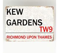 Biopracess Kew Gardens Metal Sign London Street Novelty Retro Wall Plaque Outdoor Decoration Plaque 8x12 inch