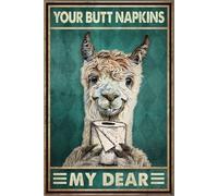 Biopracess Llama Bathroom Your Butt Napkins My Lord Lady Dear Liege Decor Poster Wall Art Decor Metal Sign Poster 8x12 Inches