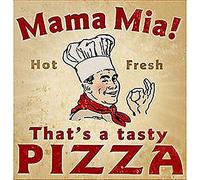 Biopracess Mama Mia Pizza Retro Look Steel Sign Metal Sign 8x12 Inches