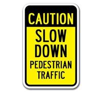 Biopracess Metal Sign Caution Slow Down Pedestrian Traffic Sign 8x12 Inches Aluminum, Tin Heavy Gauge Wall Plaque Decoration