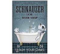 Biopracess Metal Signs Schnauzer Bath Soap Wash Your Paws Signs Vintage Signs Retro Metal Sign Retro Vintage Tin Sign Metal Poster Wall Art Decor 8x12 Inches