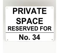 Biopracess Metal Street Sign 8x12 Inches Personalised Private Parking Space Reserved Metal Sign Your Number Text
