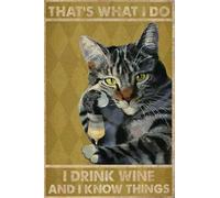 Biopracess Metal Tin Retro Sign Bars That What I Do I Drink Wine S Cats Poster Thanksgiving 8x12 inch