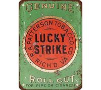 Biopracess Metal tin sign 8x12 inch Lucky Strike Pipe and Cigarette Roll Cut Tobacco Vintage Look Reproduction Metal Tin Sign