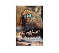 Biopracess Native American Indians Horses Running Art Posters Metal Sign Retro Vintage Tin Sign Metal Poster Wall Art Decor 8x12 Inches