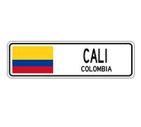 Biopracess New Cali Colombia Street Sign Colombian Flag City Country Road Wall Street Sign 4x16 inches