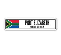 Biopracess New Port Elizabeth South Africa Street Sign South African Flag City Countr Street Sign 4x16 inches