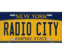 Biopracess New Sign radio city new york state background novelty license plate 6x12 inches License Plate Sign