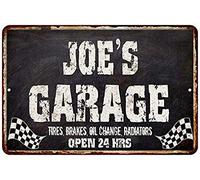 Biopracess New Tin Sign 8x12 Inch Joe'S Garage Black Grunge Sign Home Wall