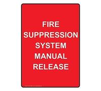 Biopracess New Warning Sign Fire Suppression System Manual Release Sign Red, 8x12 Inches