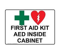 Biopracess New Warning Sign First Aid Kit Aed Inside Cabinet Sign Decal Warning 8x12 Inches