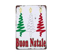 Biopracess Poster - Buon Natale For Coffee Bars Restaurants Pubs Man Cave Metal Sign Retro Vintage Tin Sign Metal Poster Wall Art Decor 8x12 Inches