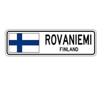 Biopracess Rovaniemi, Finland Street Sign Finnish Finn Flag City Country Road Wall Gift Street Sign 4x16 inches
