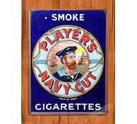 Biopracess TIN SIGN Player's Navy Cut Tobacco Rustic Cigarettes Garage Wall Decor Metal Tin Sign 8x12 inches