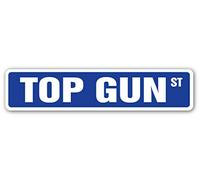 Biopracess TOP GUN Street Sign army navy marines jet helicopter| Indoor/Outdoor for Indoor Outdoor Yard Street Signs 16x4 inches