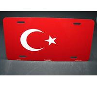 Biopracess turkish flag metal aluminum car license plate turkiye cumhuriyeti turkey license plate 6x12 inches