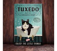 Biopracess Tuxedo Cat Organic Soap Enjoy The Little Things Best Gift For Animal Lovers Home Living Wall Decor Metal Tin Sign 8x12 Inch