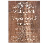 Biopracess Unplugged Wedding Sign - Welcome To Our Unplugged Ceremony - Unplugged Ceremony Sign Metal Sign Retro Vintage Tin Sign Metal Poster Wall Art Decor 8x12 Inches