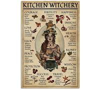 Biopracess Vintage Kitchen Witchery Witch Poster Halloween Art Print Decor For Home 8x12 Inches Tin Sign