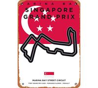 Biopracess Vintage Look My F1 Racetrack Posters F1 Marina Bay Race Track Metal Sign Retro Vintage Tin Sign Metal Poster Wall Art Decor 8x12 Inches
