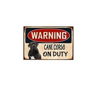 Biopracess Vintage Metal Dog Sign Warning Cane Corso On Duty 8x12 Inches