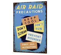 Biopracess Warning Sign Air Raid Vintage Metal Sign 8x12 Inches