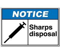 Biopracess Warning Sign Notice: Sharps Disposal 8x12 Inches