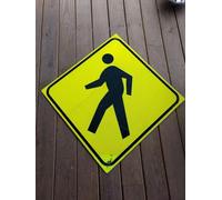 Biopracess Warning Sign Pedestrian Walking Crossing Transportation Metal Street Road Sign Metal Tin Sign Square Sign 12x12 inches