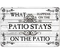 Biopracess What Happens On The Patio Stays On The Patio Metal Sign For Bedroom Metal Sign Retro Vintage Tin Sign Metal Poster Wall Art Decor 8x12 Inches