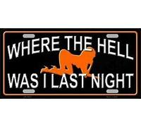 Biopracess Where The Hell Was I Last Night Metal License Plate License Plate 6x12 inches