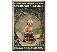 Biopracess Woman Love Cockapoo And Book Home For Home Garden Poster Plaque Decor Gallery Wall Tin Sign 8x12 inch