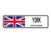 Biopracess York, United Kingdom Street Sign British Flag City Country Road Wall Gift Street Sign 4x16 inches