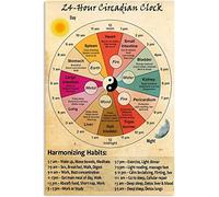 Bioprocess 24 Hour Circadian Clock Organ Clock Unframed Knowledge Wall Art Chinese Medicine Healthy Art Cafe School Decoration Wall Decor Poster Metal Sign 8X12 Inches
