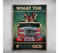 Bioprocess American Fire Truck Fire Fighter What The Firetruck Wall Art Decor Metal Sign Poster 8X12 Inches